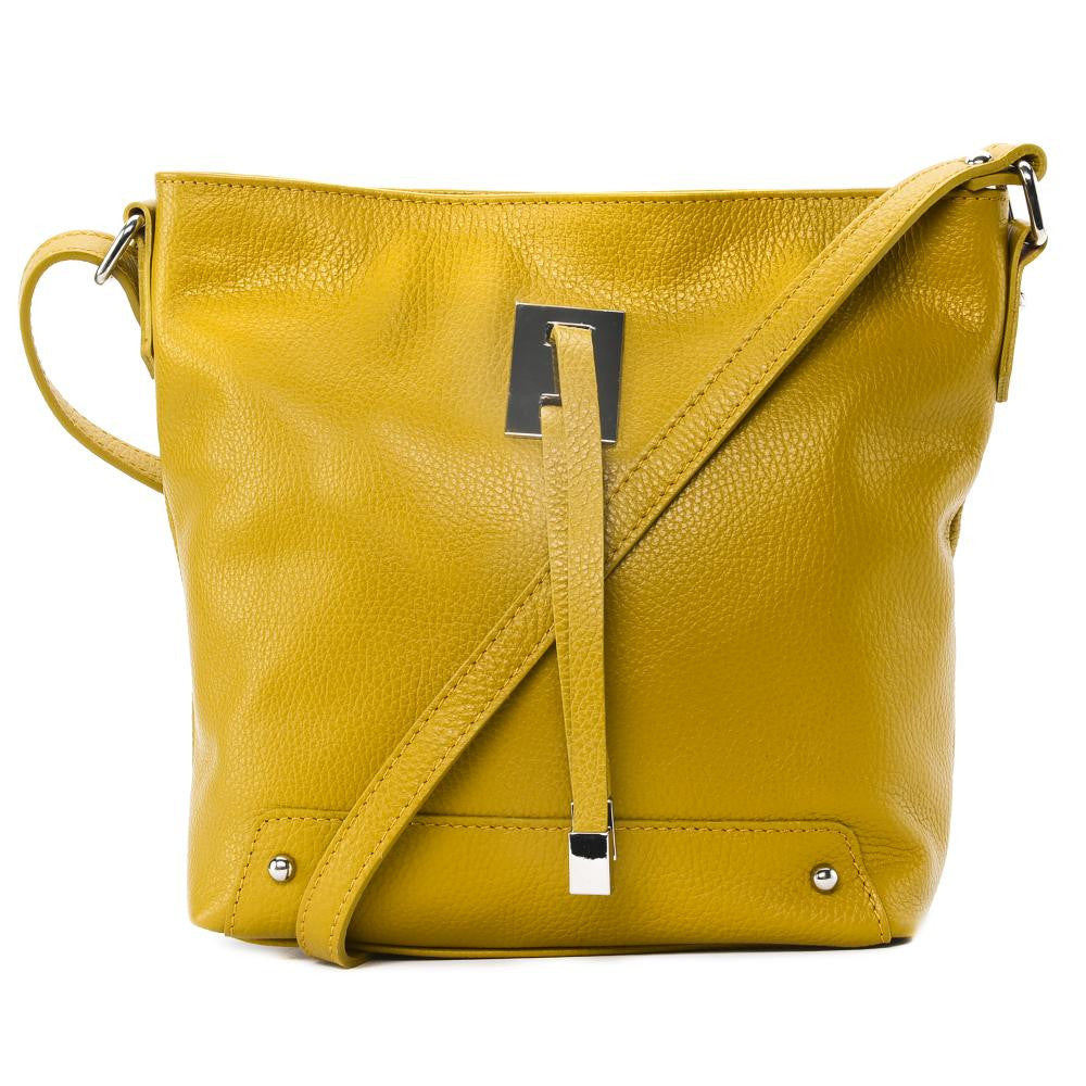 Sac seau en cuir grainé MEGEVE Jaune Moutarde