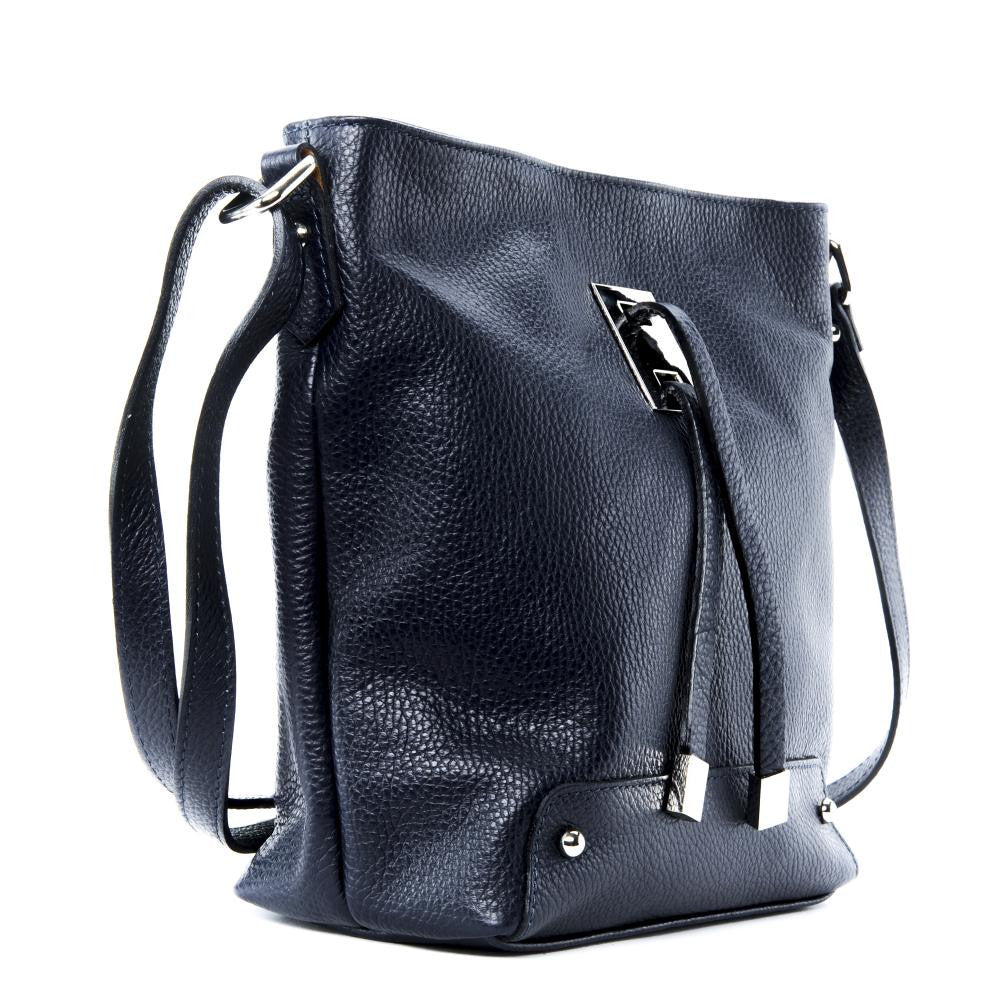 Sac seau en cuir grainé MEGEVE Bleu marine