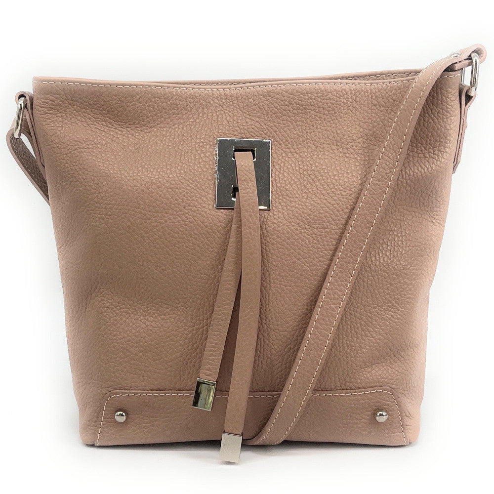 Sac seau en cuir grainé MEGEVE Rose nude