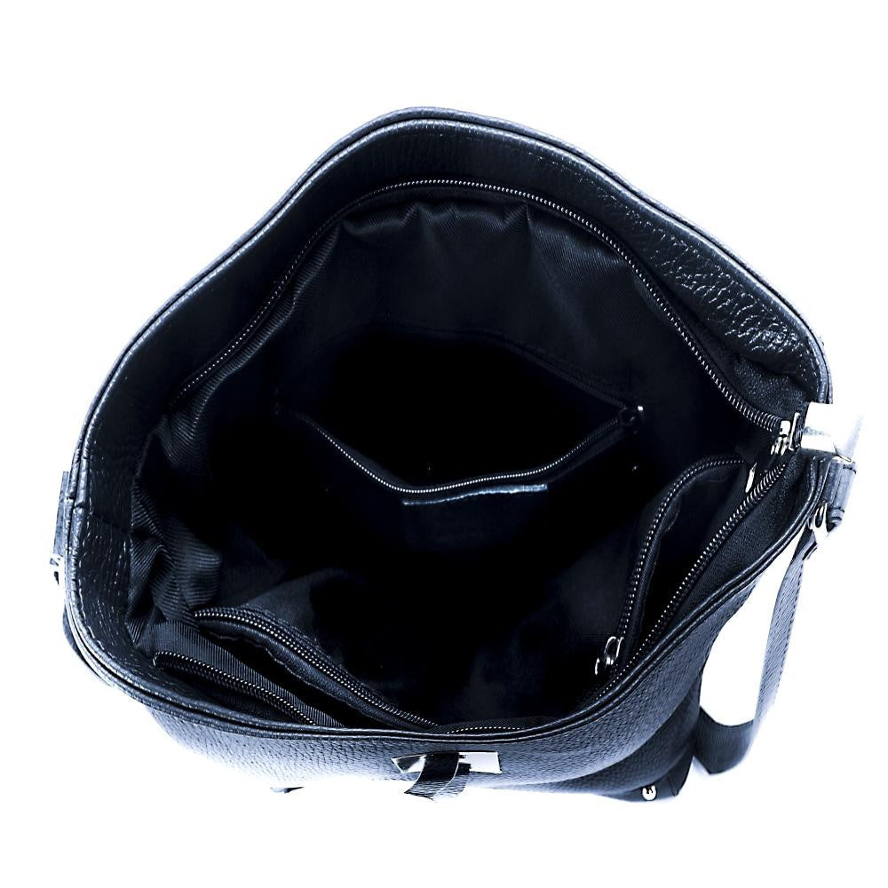 Sac seau en cuir grainé MEGEVE Bleu marine