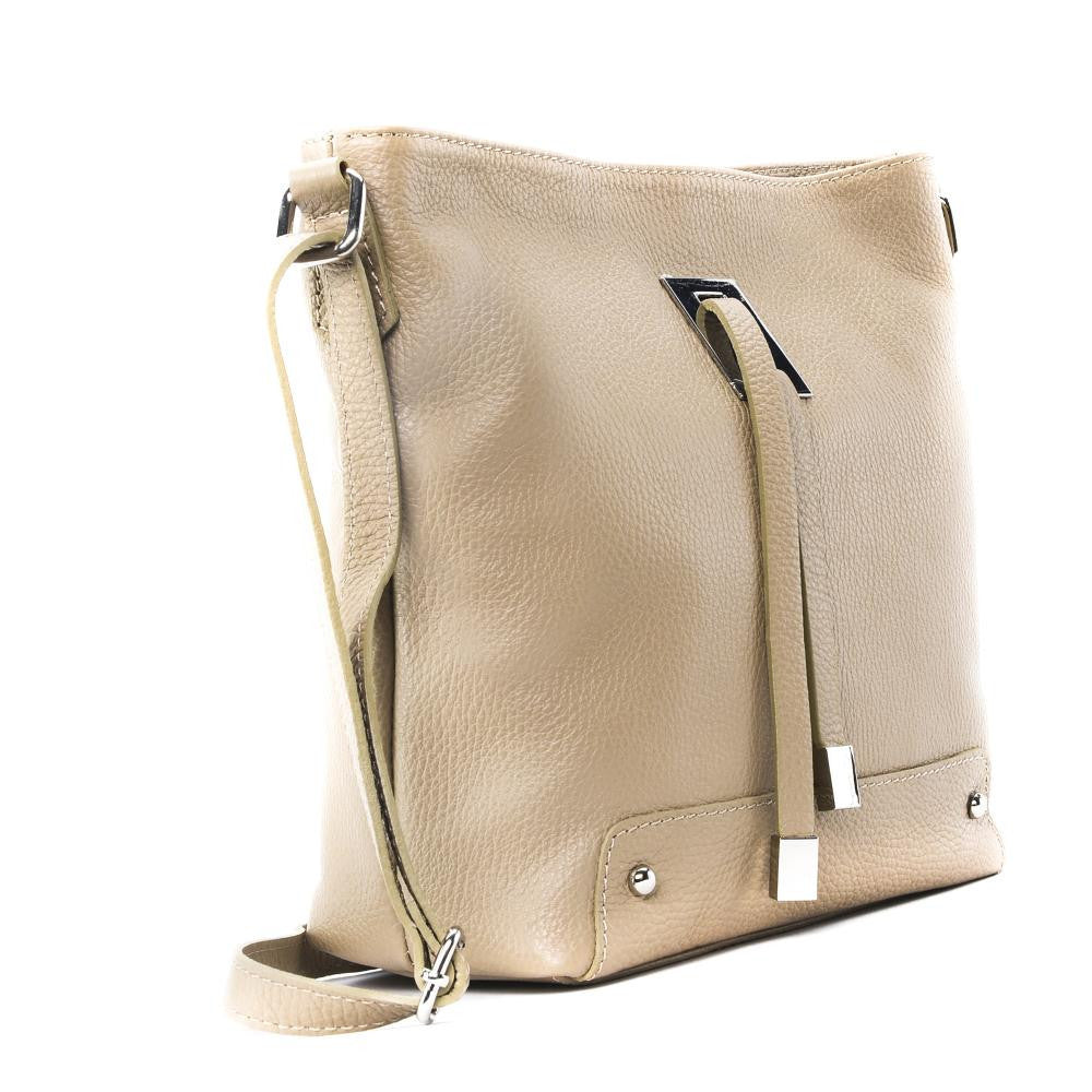 Sac seau en cuir grainé MEGEVE Taupe clair