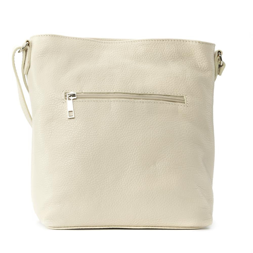 Sac seau en cuir grainé MEGEVE Beige crème