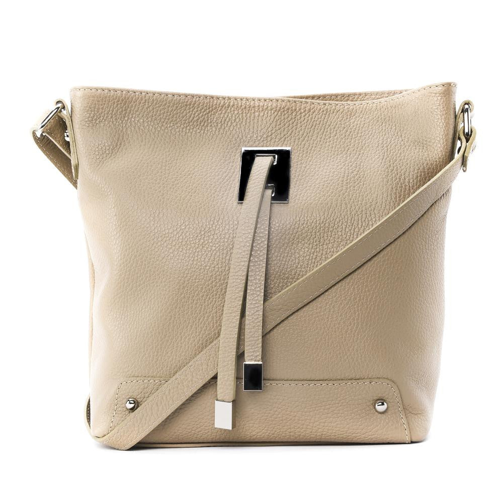 Sac seau en cuir grainé MEGEVE Taupe clair