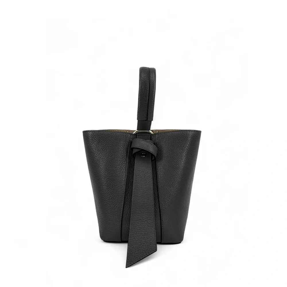 Sac seau et pochette en cuir grainé BIRDIE Noir