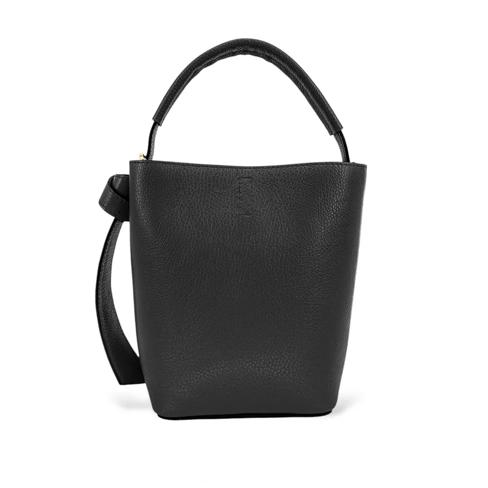 Sac seau et pochette en cuir grainé BIRDIE Noir