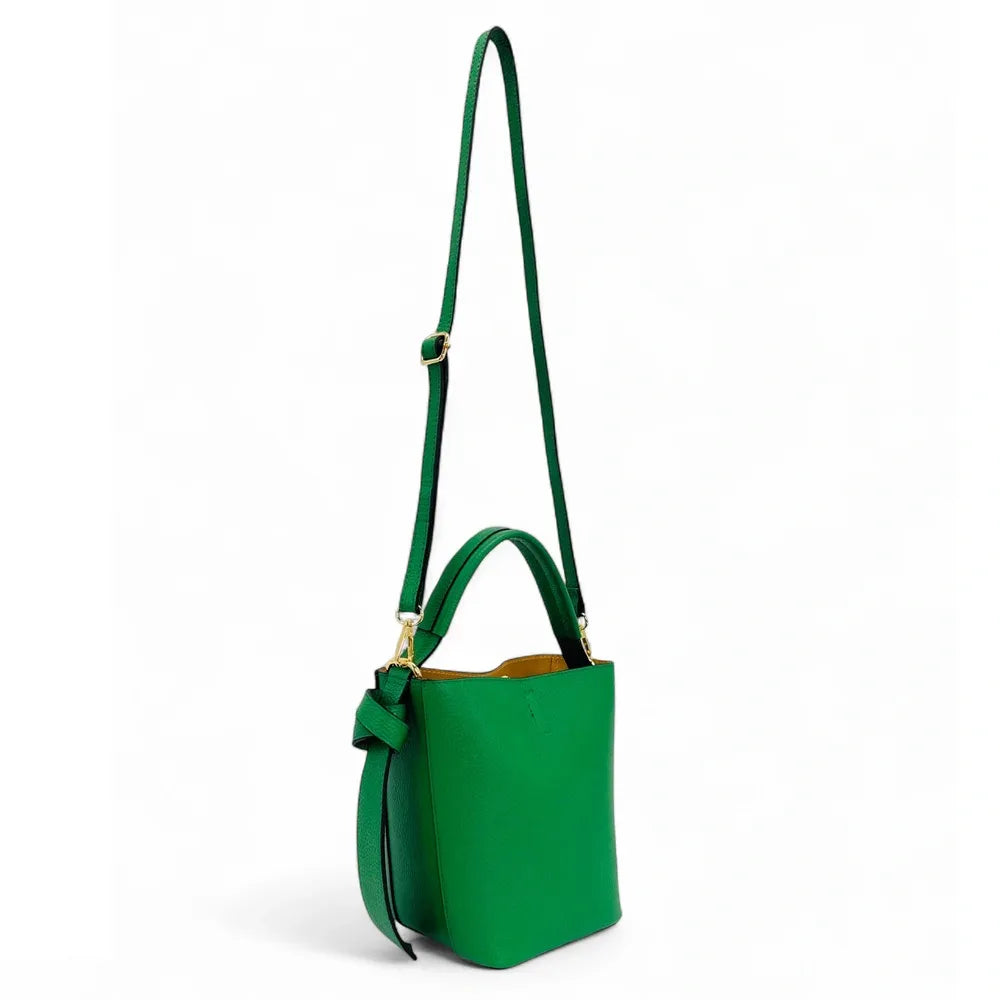 Sac seau et pochette en cuir grainé BIRDIE Vert anglais