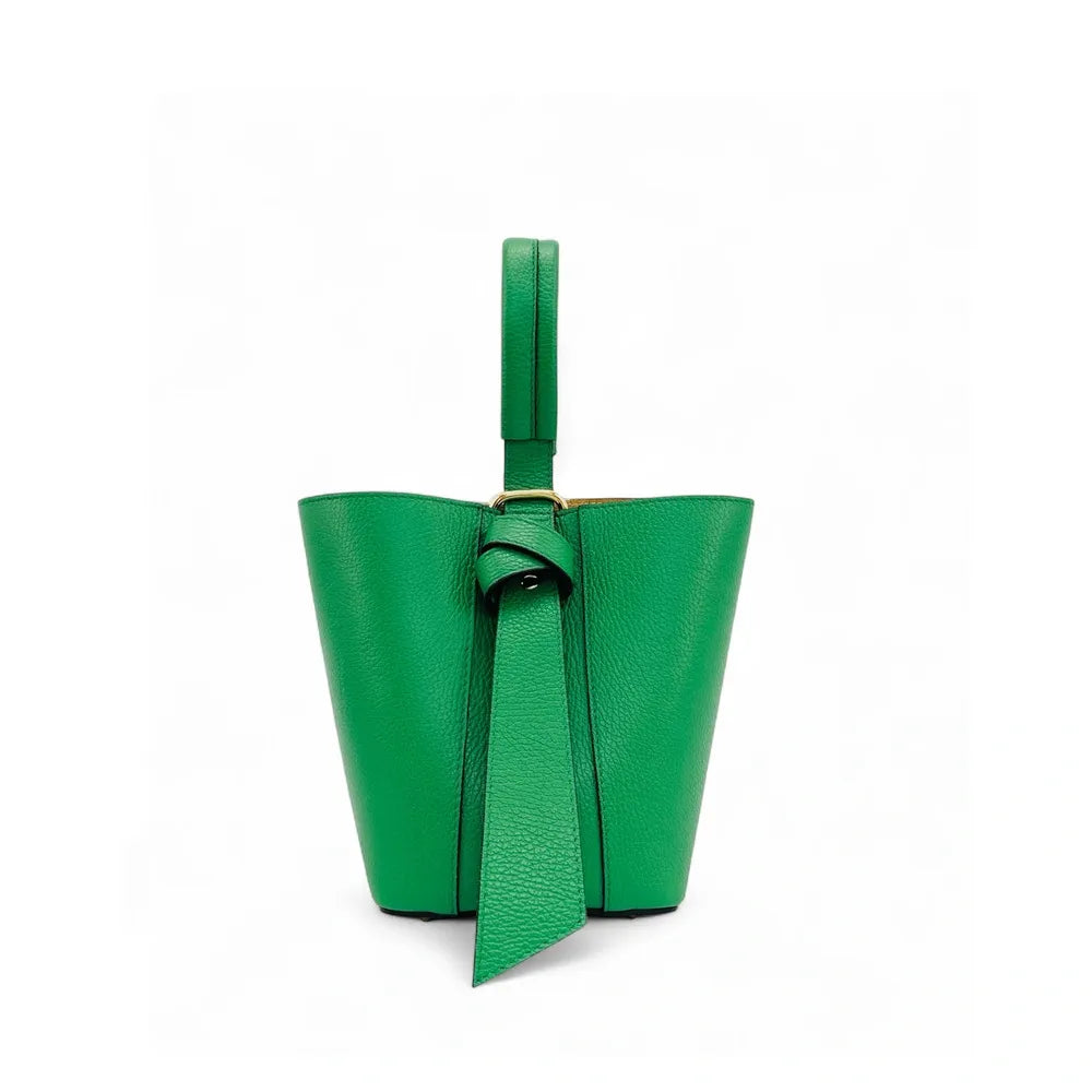 Sac seau et pochette en cuir grainé BIRDIE Vert anglais