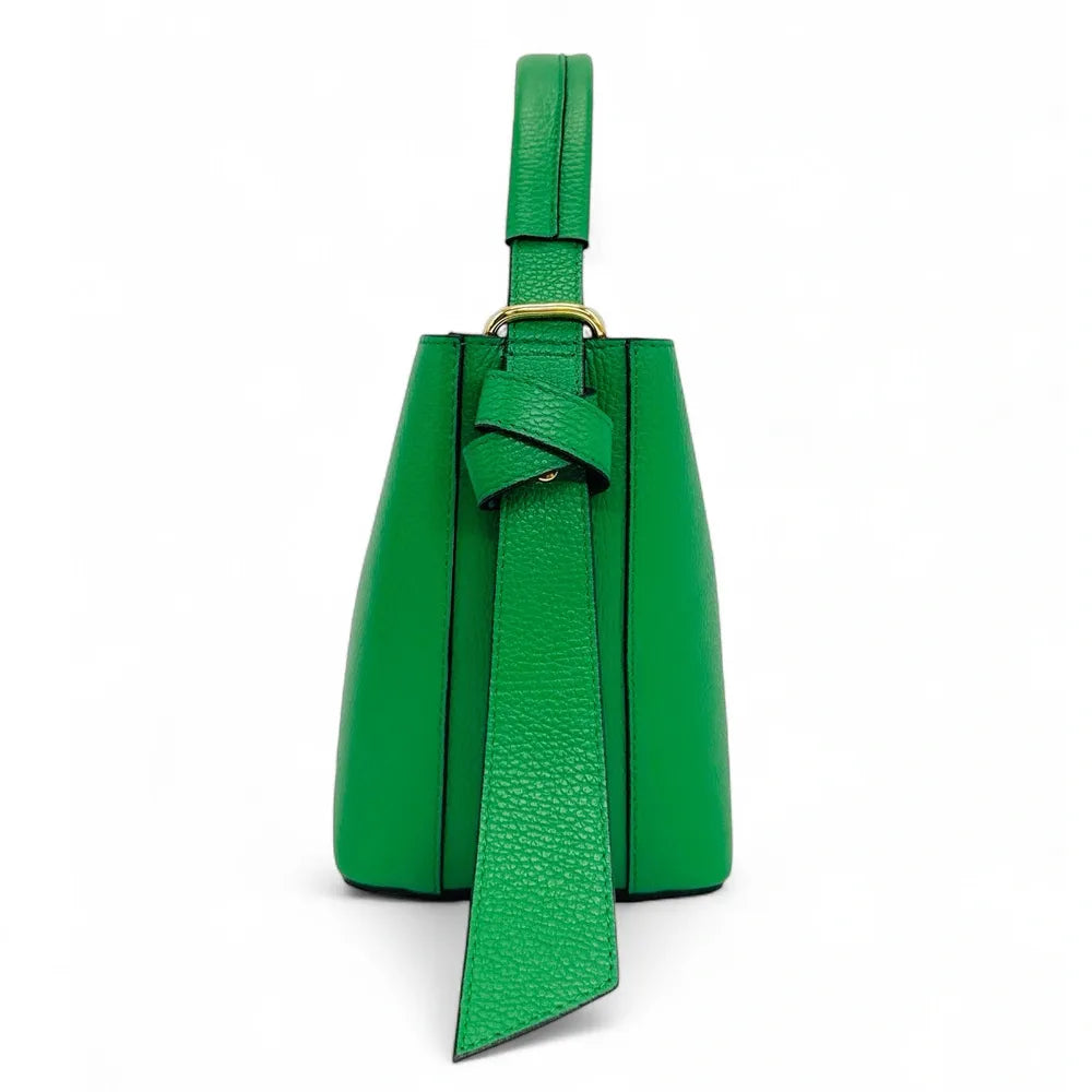 Sac seau et pochette en cuir grainé BIRDIE Vert anglais