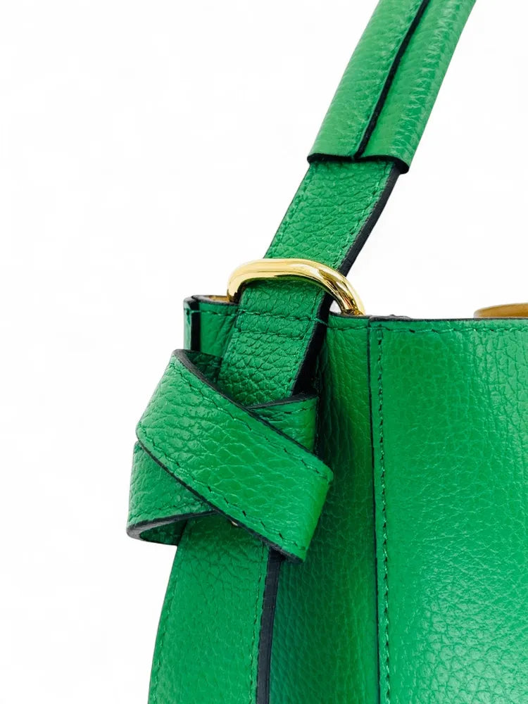 Sac seau et pochette en cuir grainé BIRDIE Vert anglais