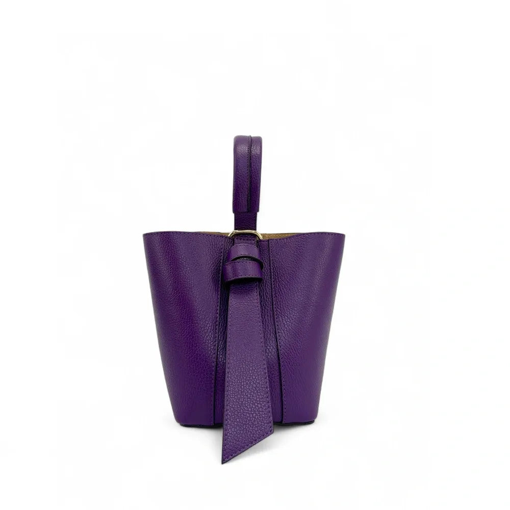 Sac seau et pochette en cuir grainé BIRDIE Violet