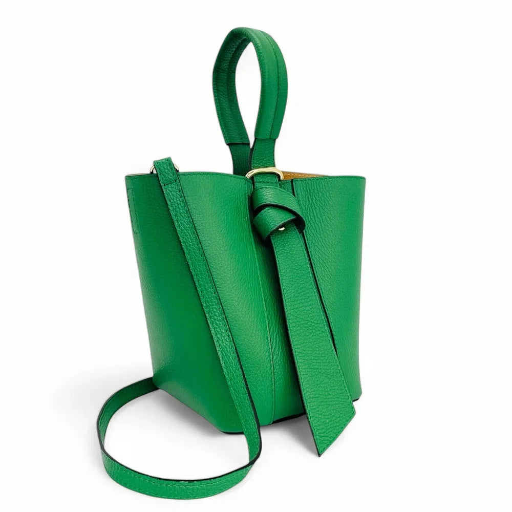 Sac seau et pochette en cuir grainé BIRDIE Vert anglais