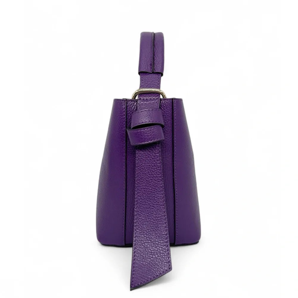 Sac seau et pochette en cuir grainé BIRDIE Violet
