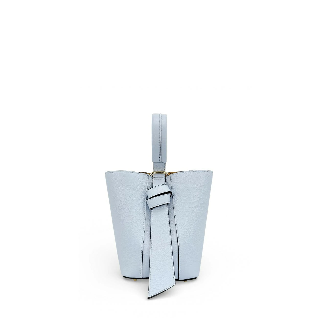 Sac seau et pochette en cuir grainé BIRDIE Bleu pastel