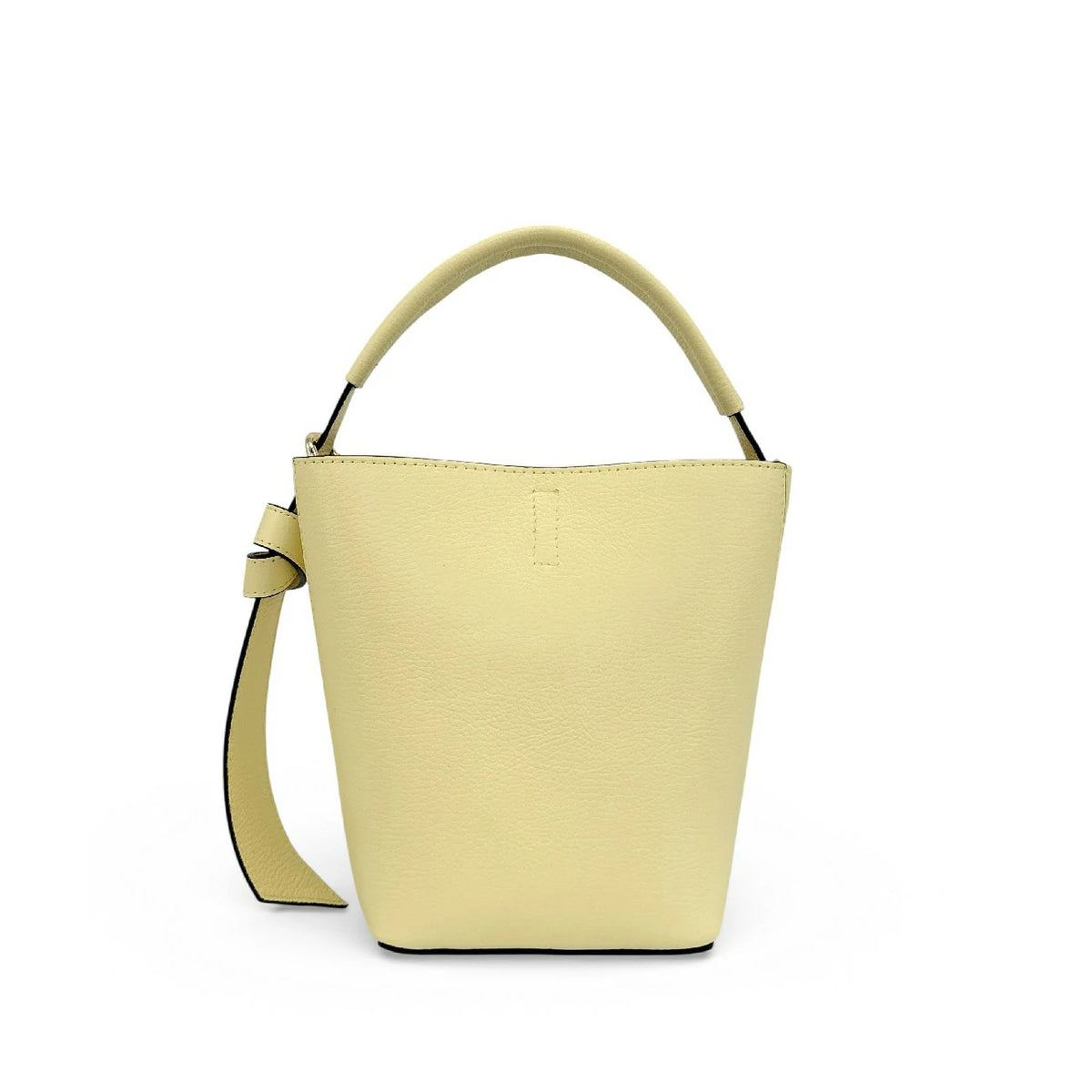 Beuteltasche und Clutch aus genarbtem Leder BIRDIE Softgelb