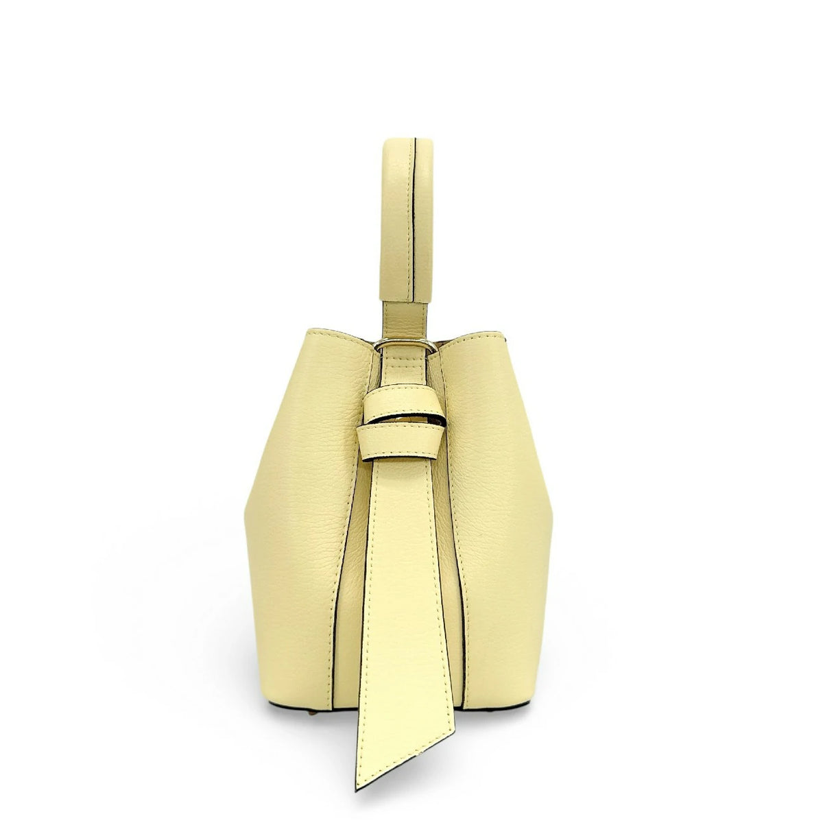 Beuteltasche und Clutch aus genarbtem Leder BIRDIE Softgelb