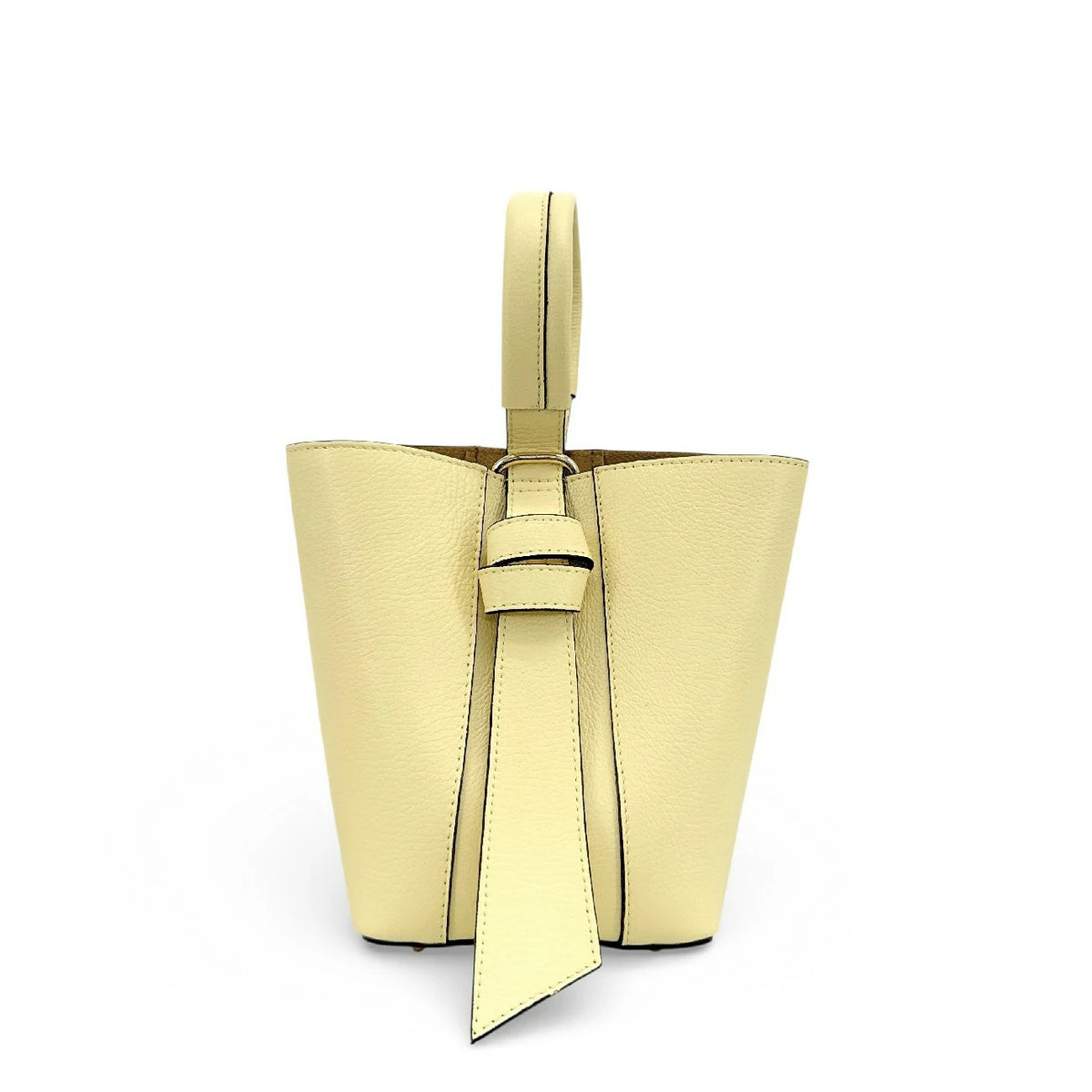 Beuteltasche und Clutch aus genarbtem Leder BIRDIE Softgelb