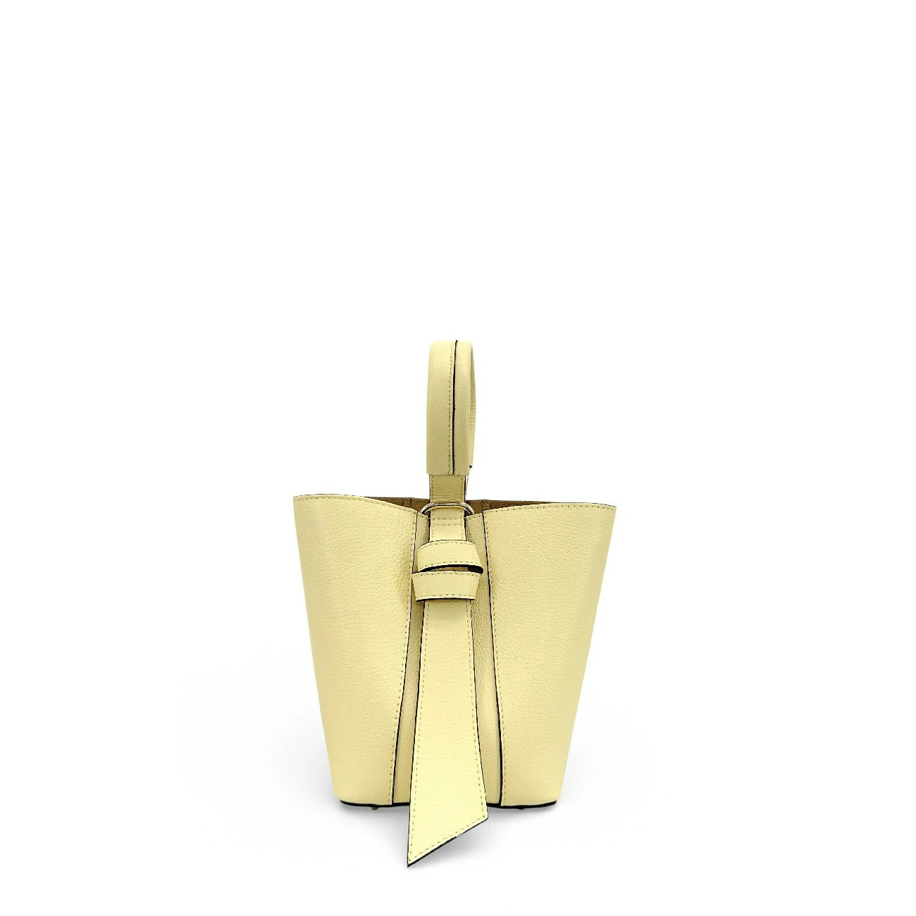 Sac seau et pochette en cuir grainé BIRDIE Soft jaune
