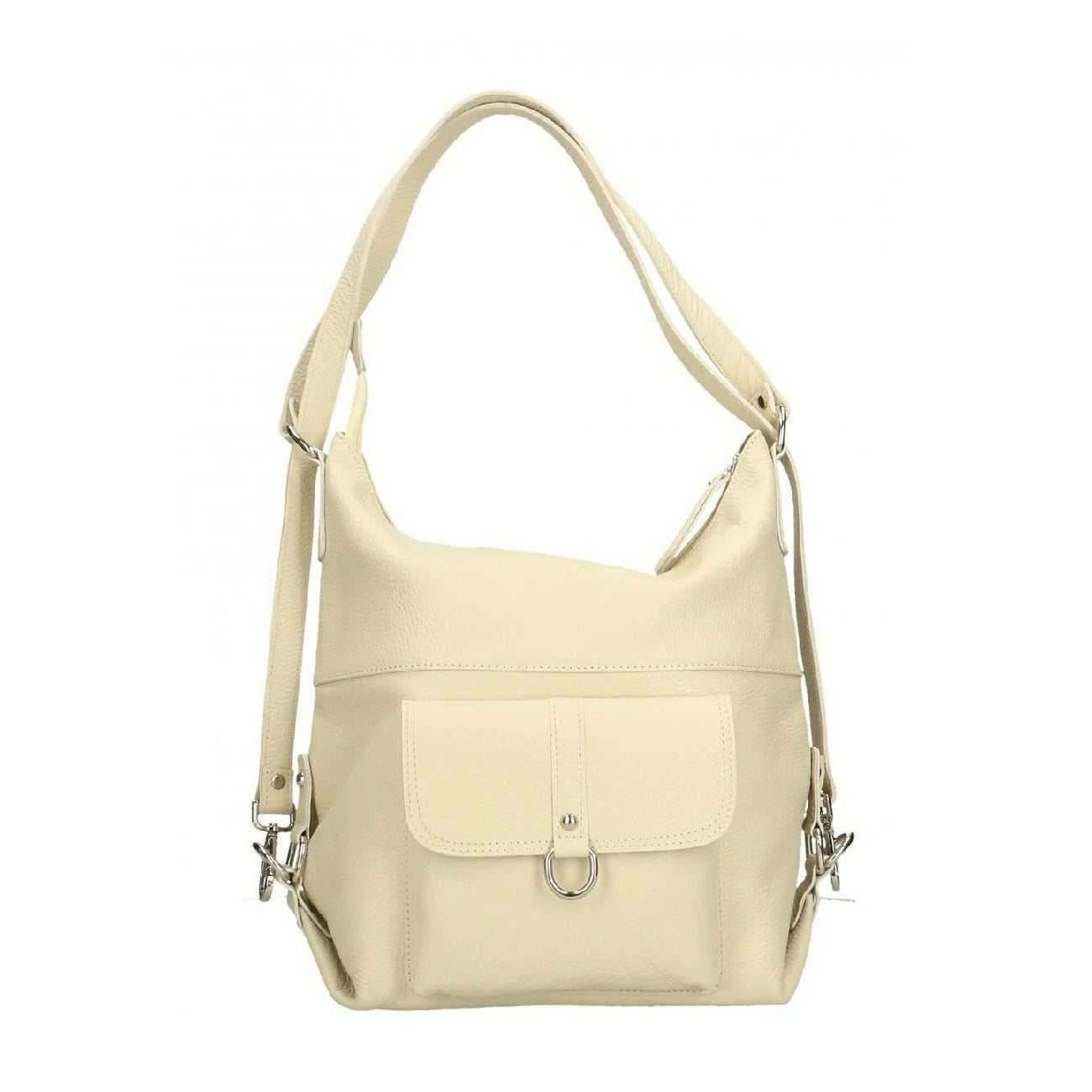Multiposition bag in grained leather RIMINI Cream beige