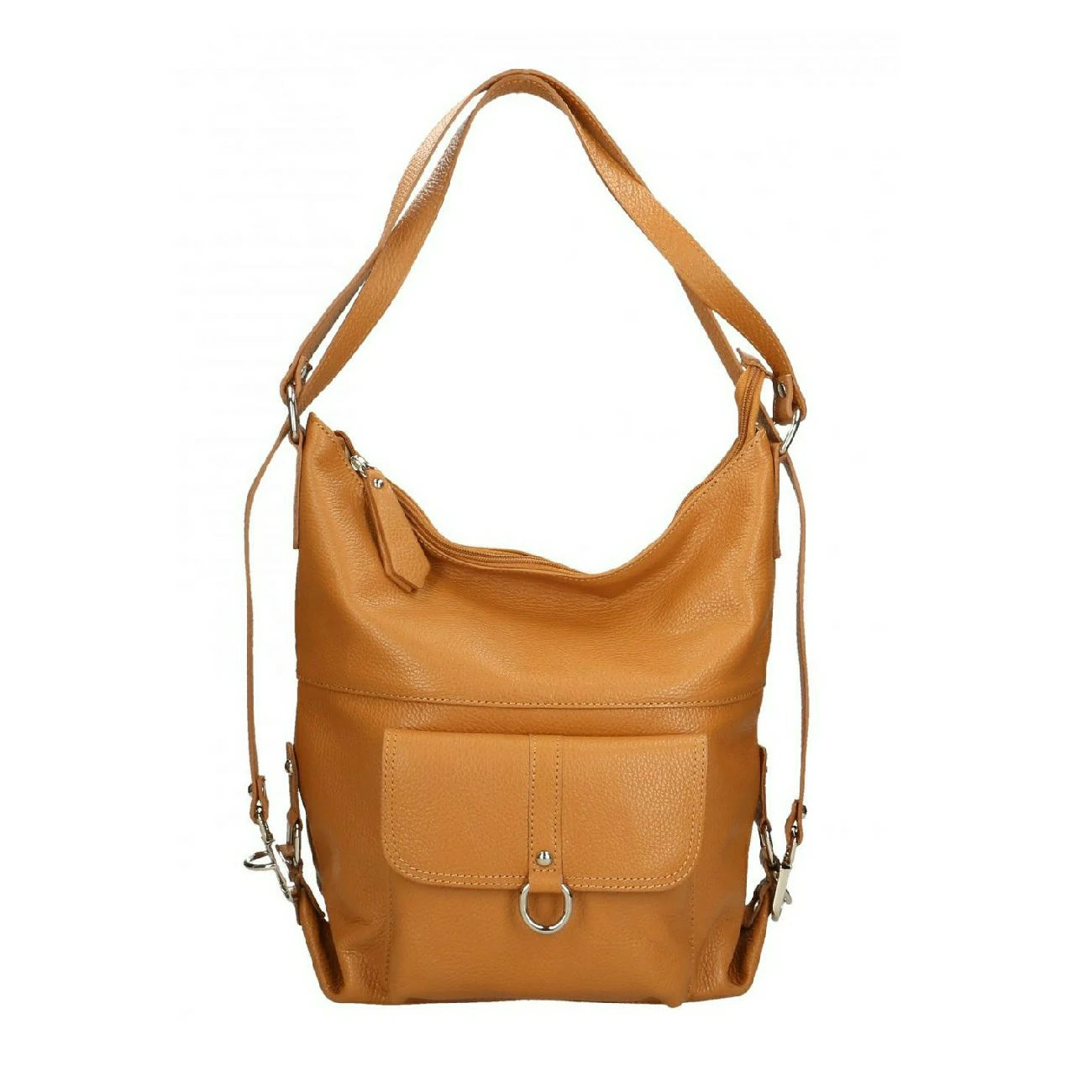 Bolsa de multiposición en cuero grano RIMINI Coñac