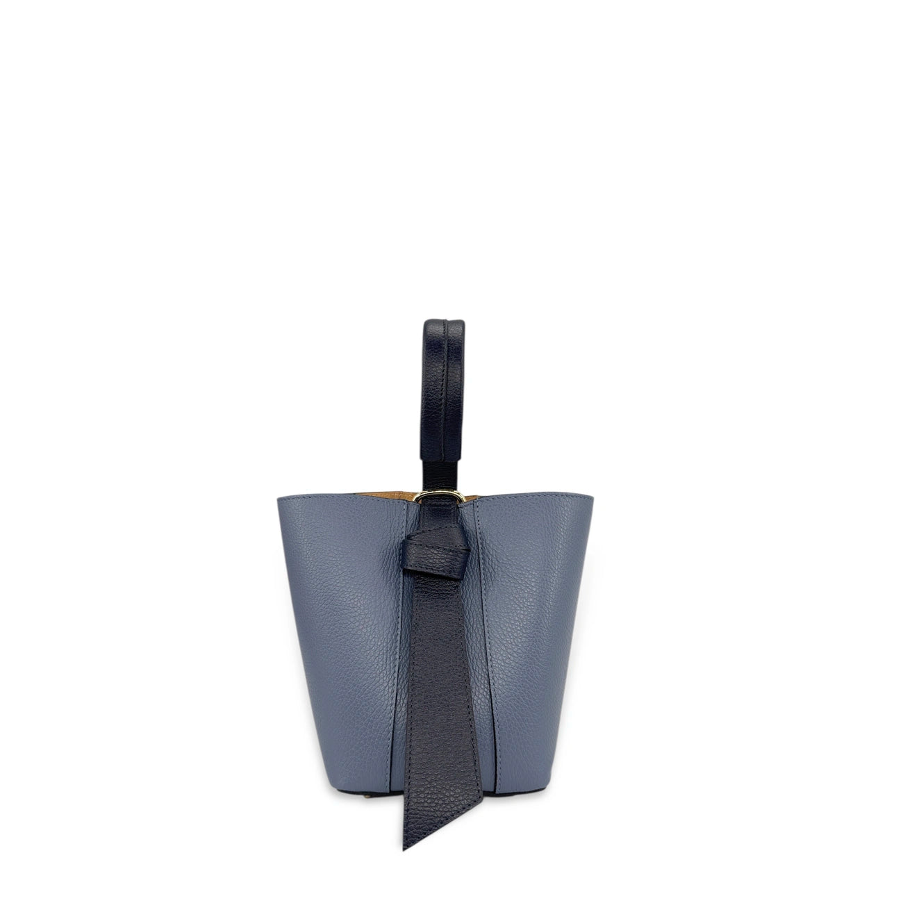 Grained leather bucket bag and pocket BIRDIE Purple