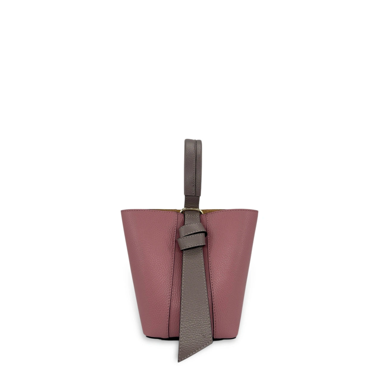 Grained leather bucket bag and pocket BIRDIE Purple