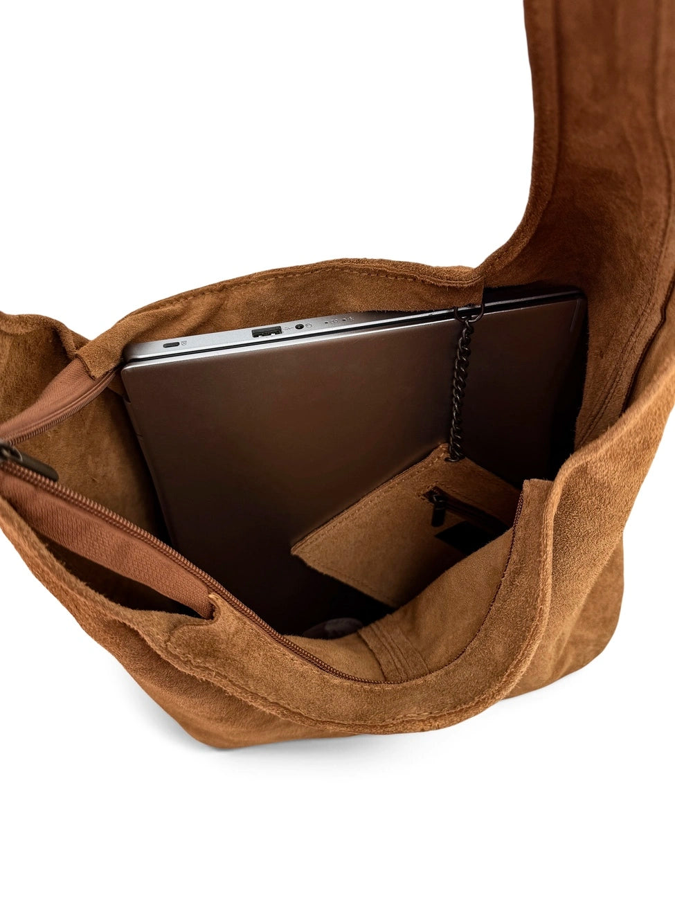 Borsa a mano HOBO in pelle scamosciata EVA Marrone cammello