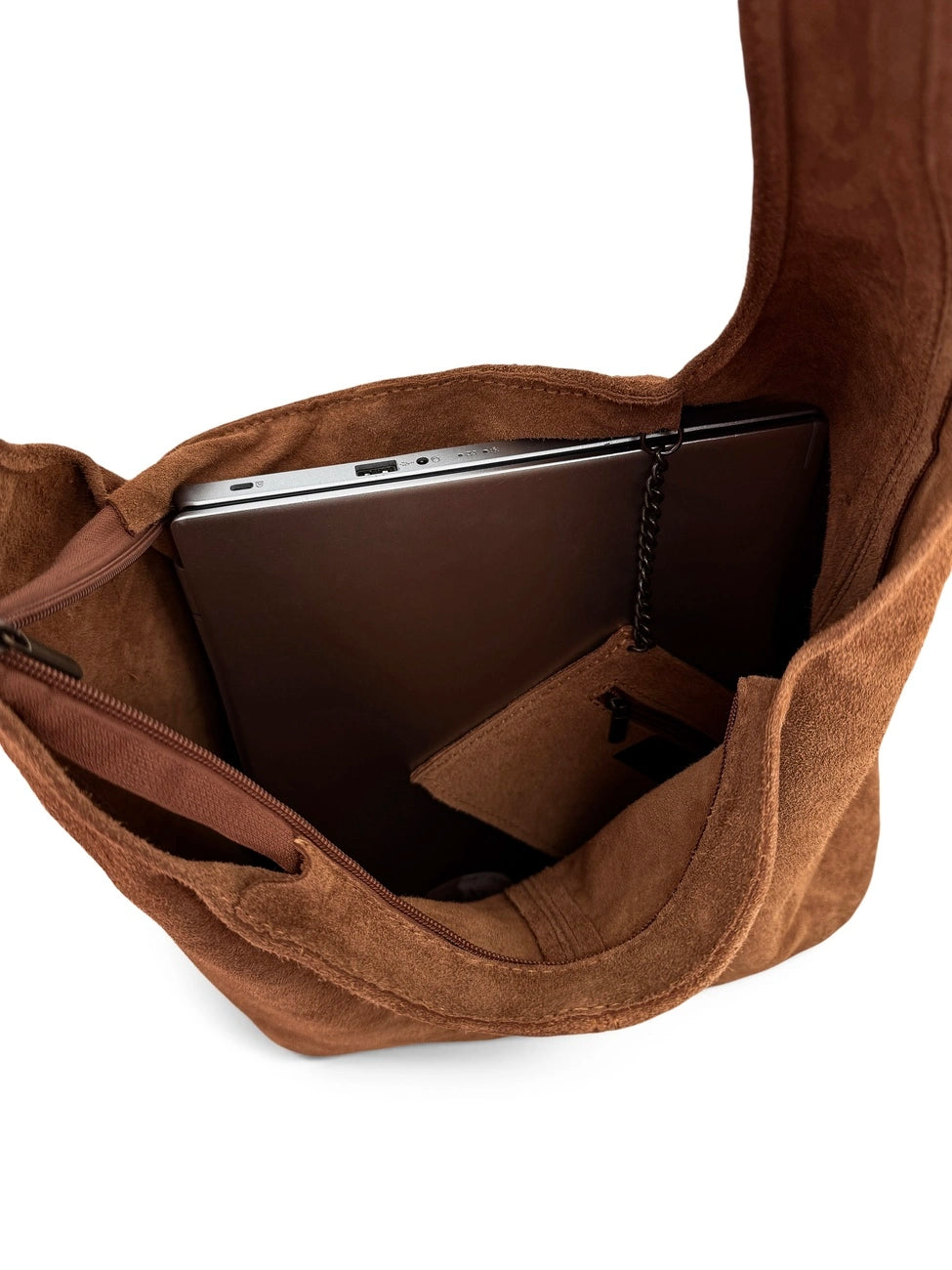 Hobo-Tasche aus Wildleder EVA Zimtbraun