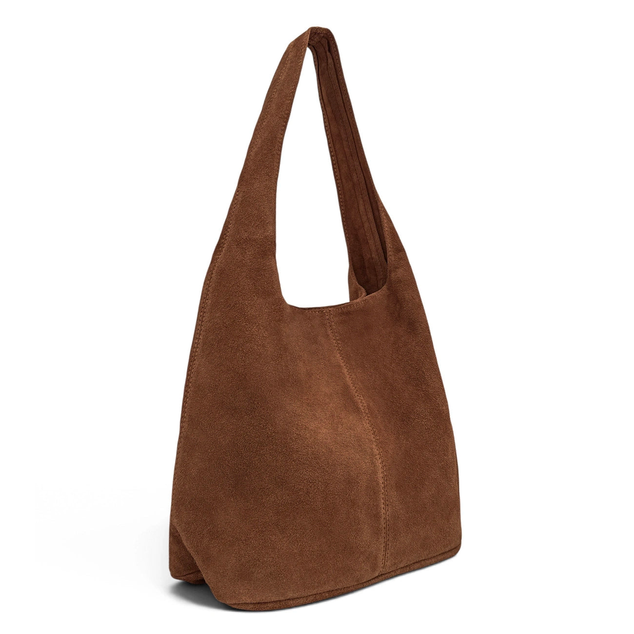 Sac à main de forme HOBO en daim EVA Marron châtaigne