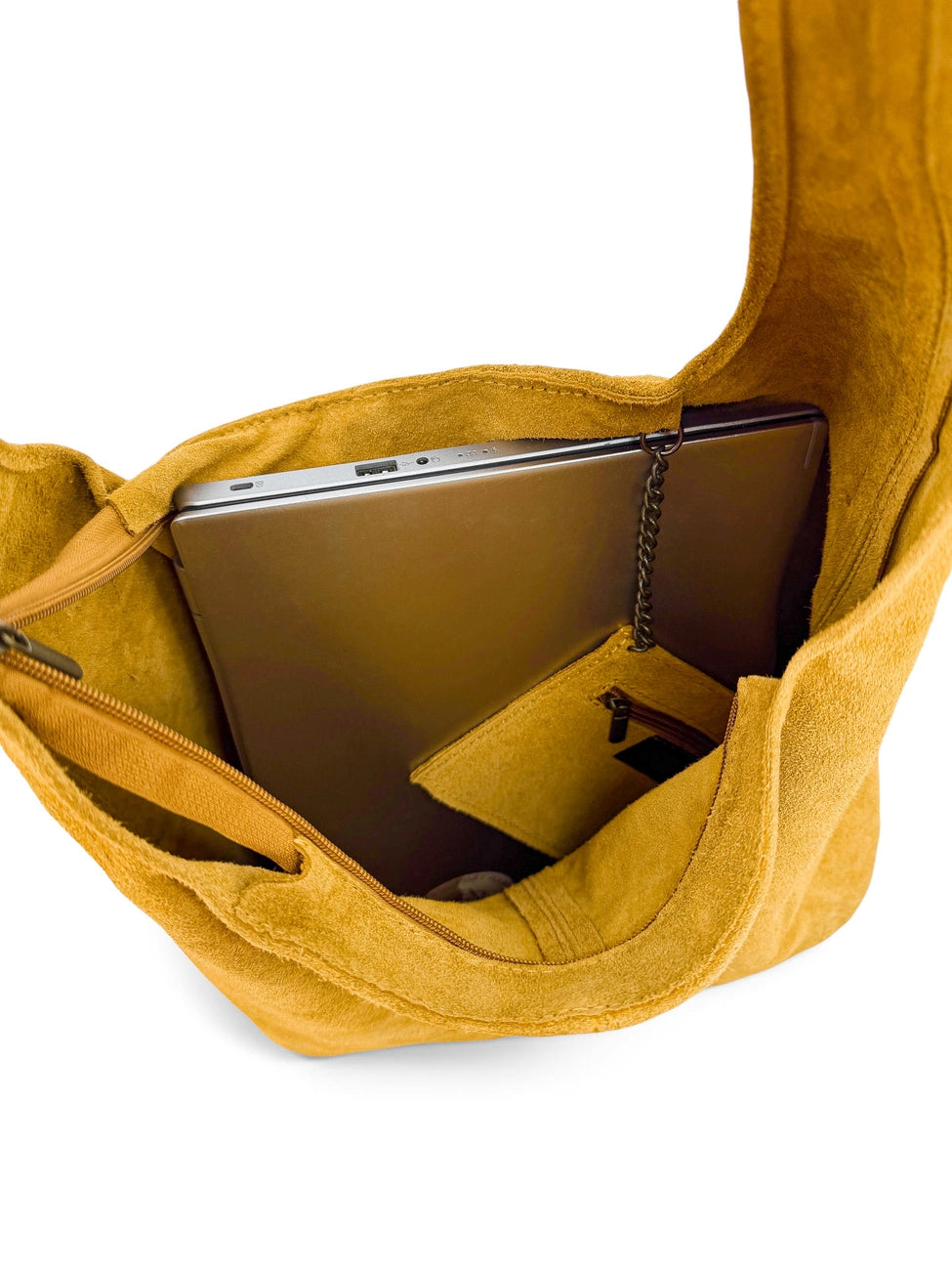 EVA Mustard Yellow HOBO suede handbag