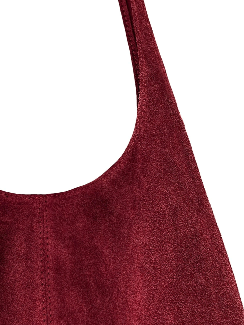 EVA Bordeaux Red suede HOBO-shaped handbag