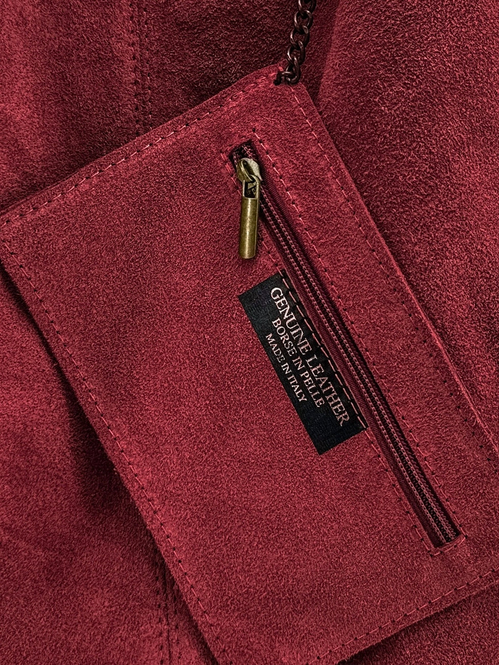 EVA Bordeaux Red suede HOBO-shaped handbag