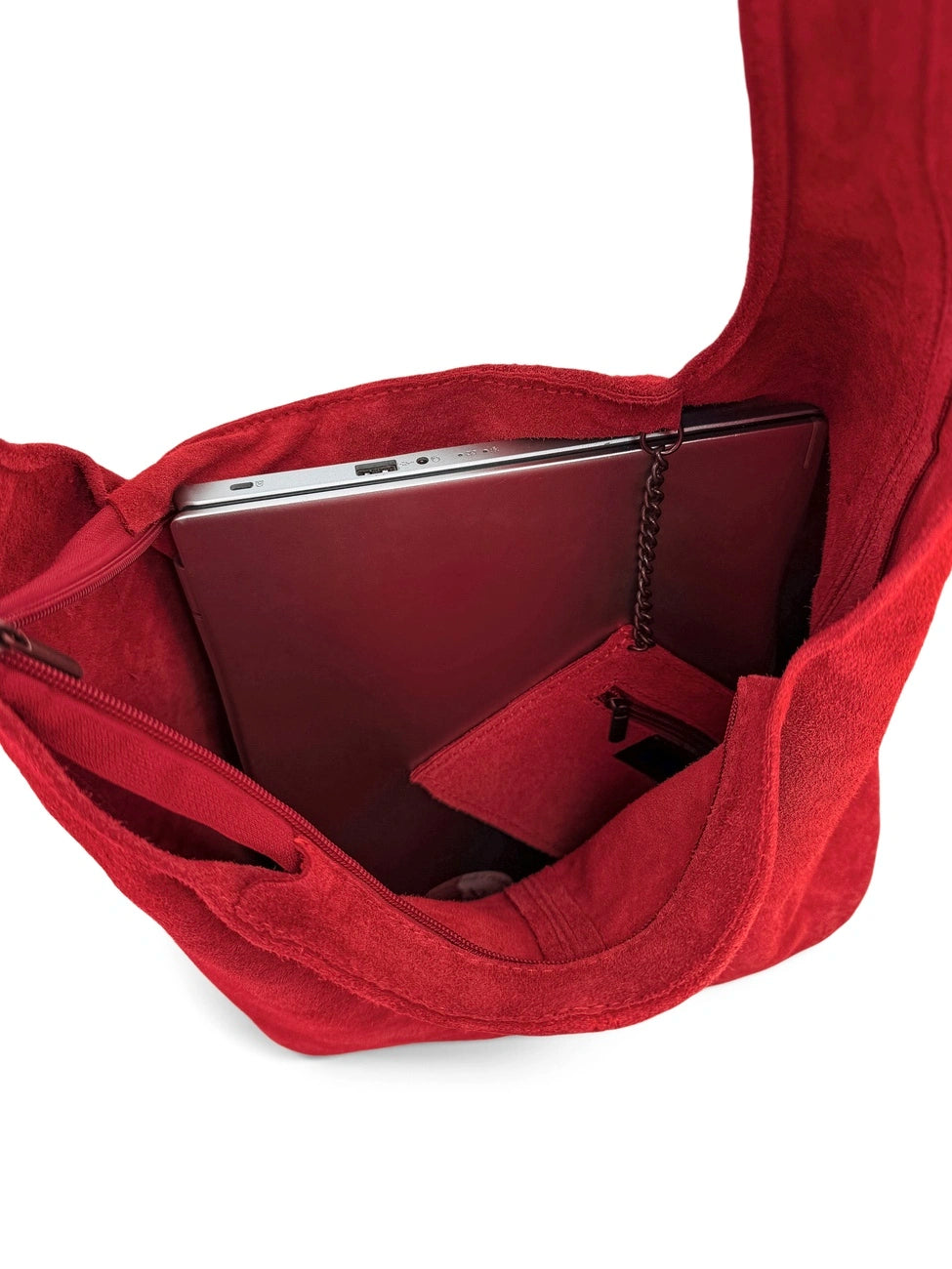 EVA Madder Red HOBO suede handbag