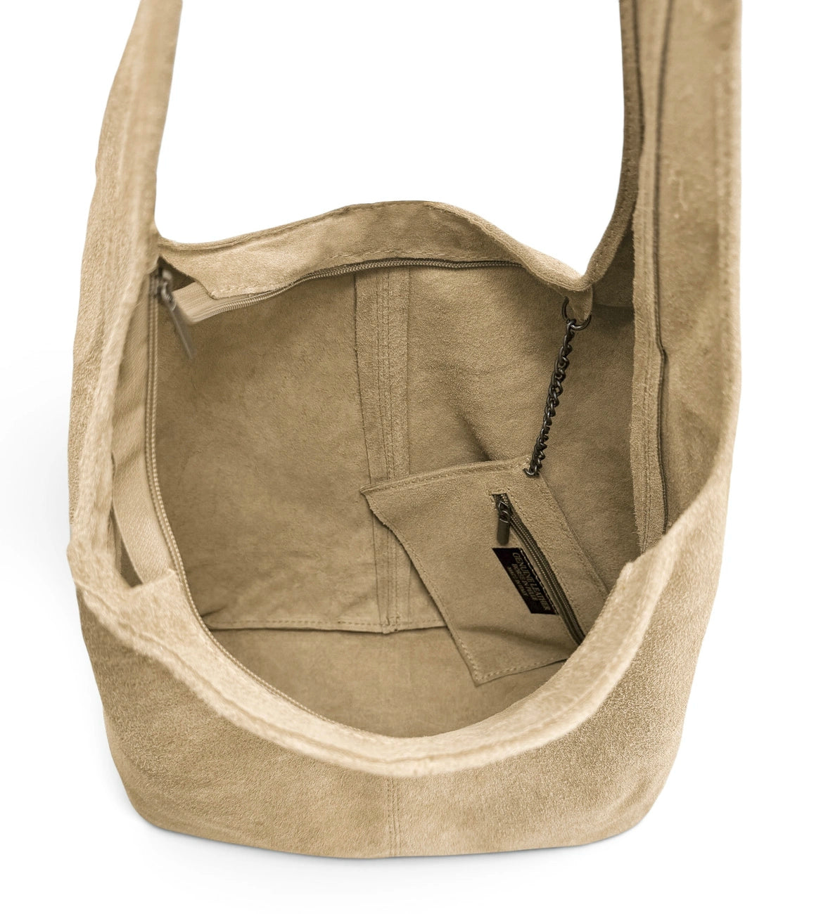 Handtasche in HOBO-Form aus Wildleder EVA Helltaupe