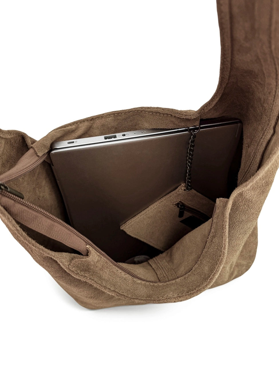 EVA Dark Taupe HOBO suede handbag