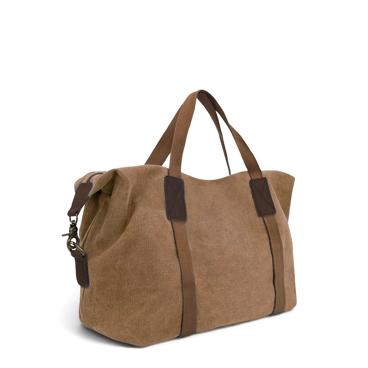 Brut tela e borsa per il fine settimana in pelle HAO Cammello scuro