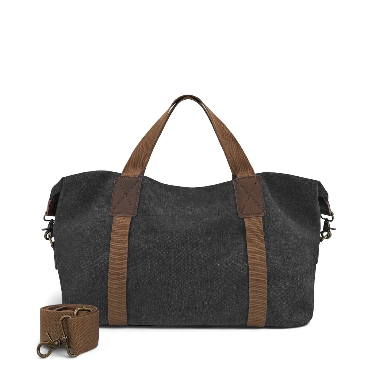 Borsa weekend in tela e pelle grezza HAO Nero