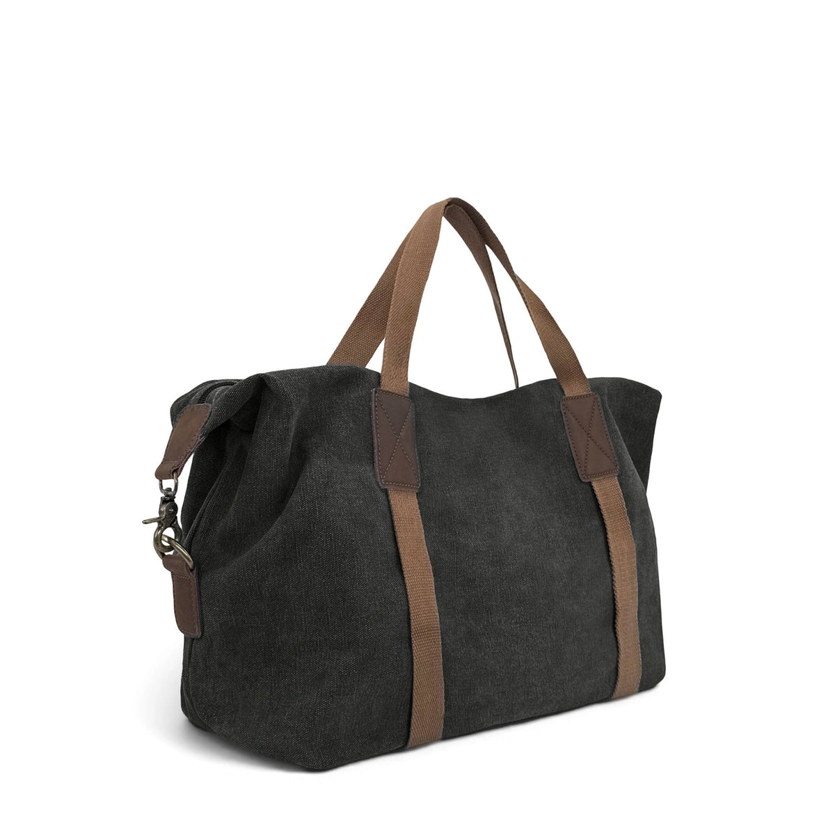 Borsa weekend in tela e pelle grezza HAO Nero