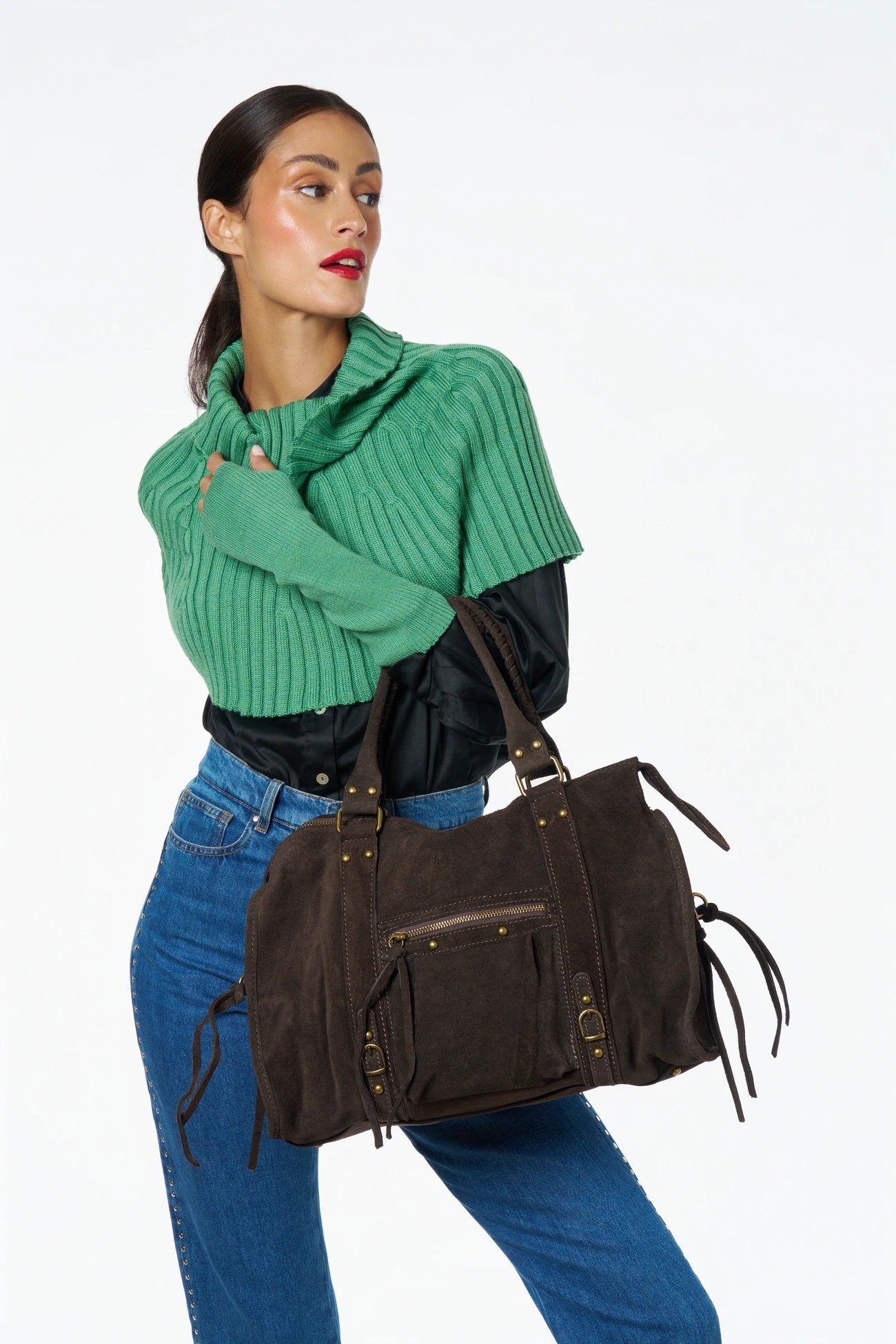 Sac à main en daim STORM SUEDE Chocolat