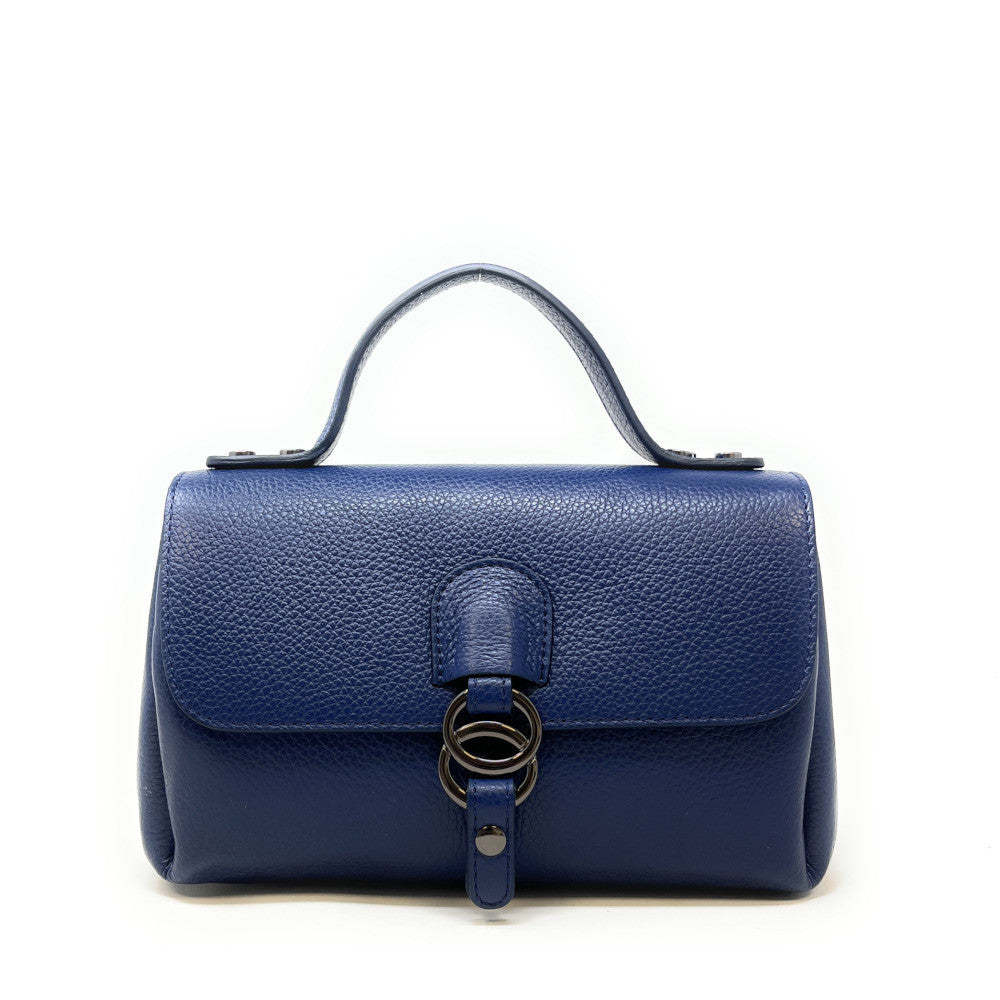 Sac trapèze en cuir grainé NUMERO 8 Bleu