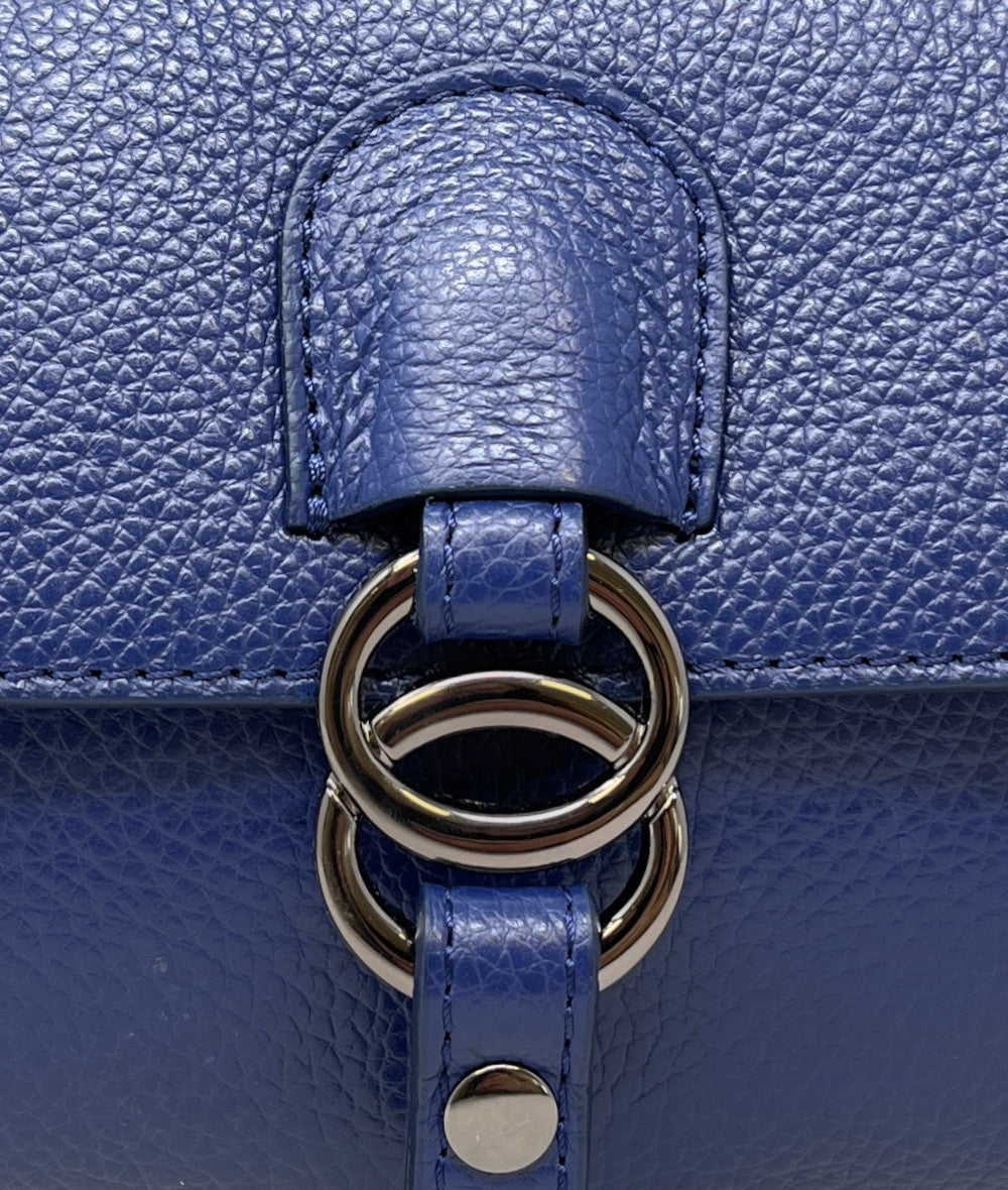 Sac trapèze en cuir grainé NUMERO 8 Bleu
