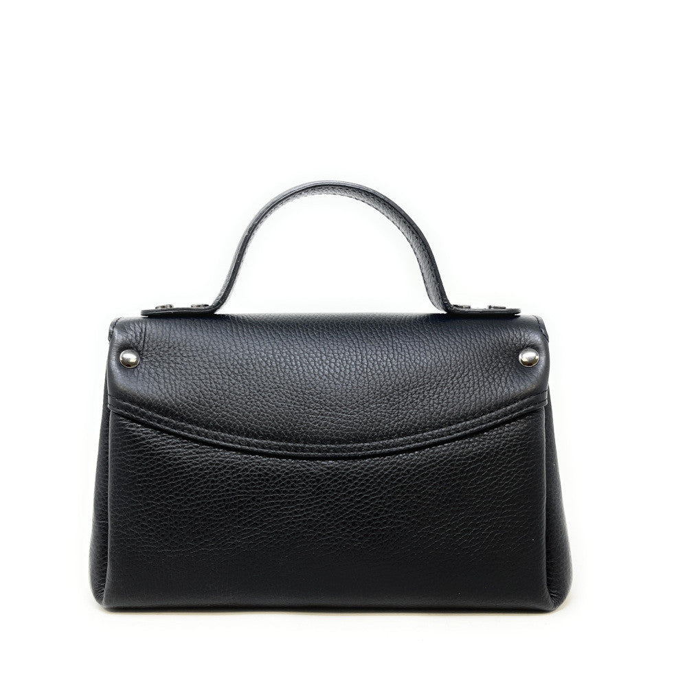 Sac trapèze en cuir grainé NUMERO 8 Noir