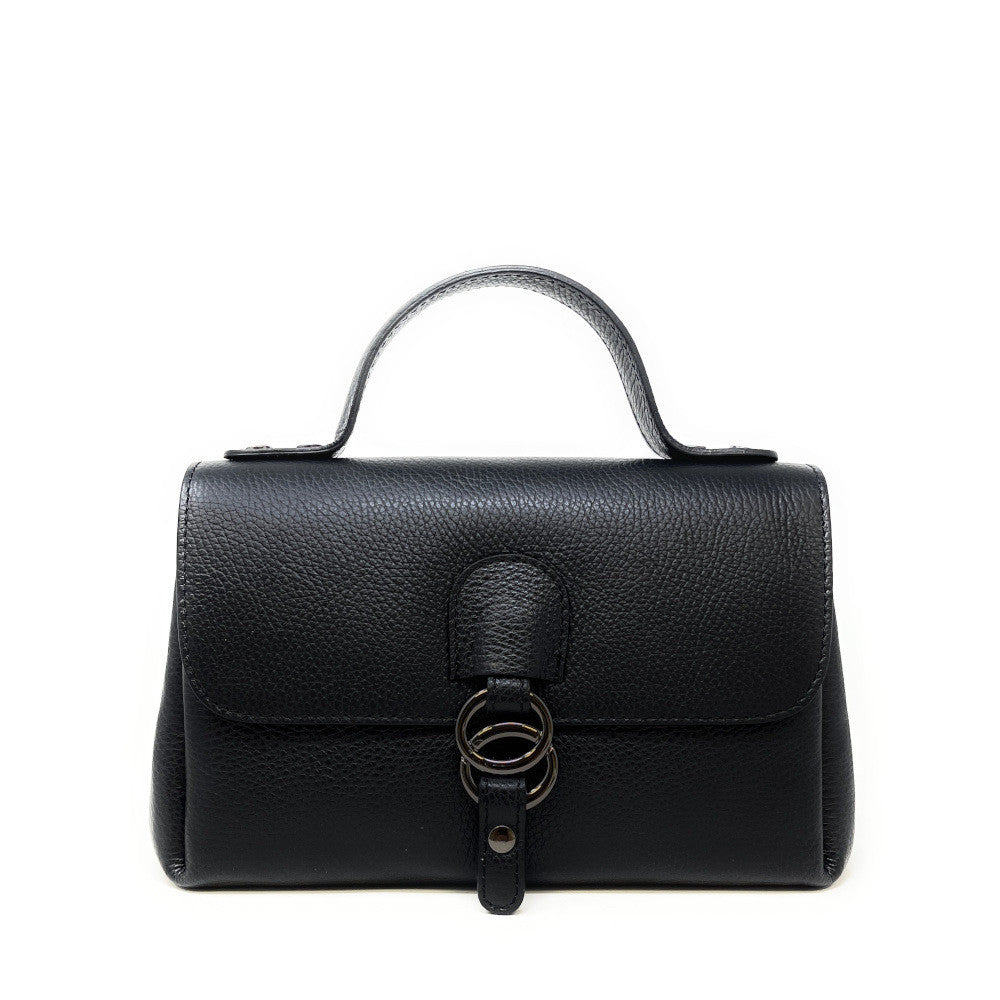 Sac trapèze en cuir grainé NUMERO 8 Noir