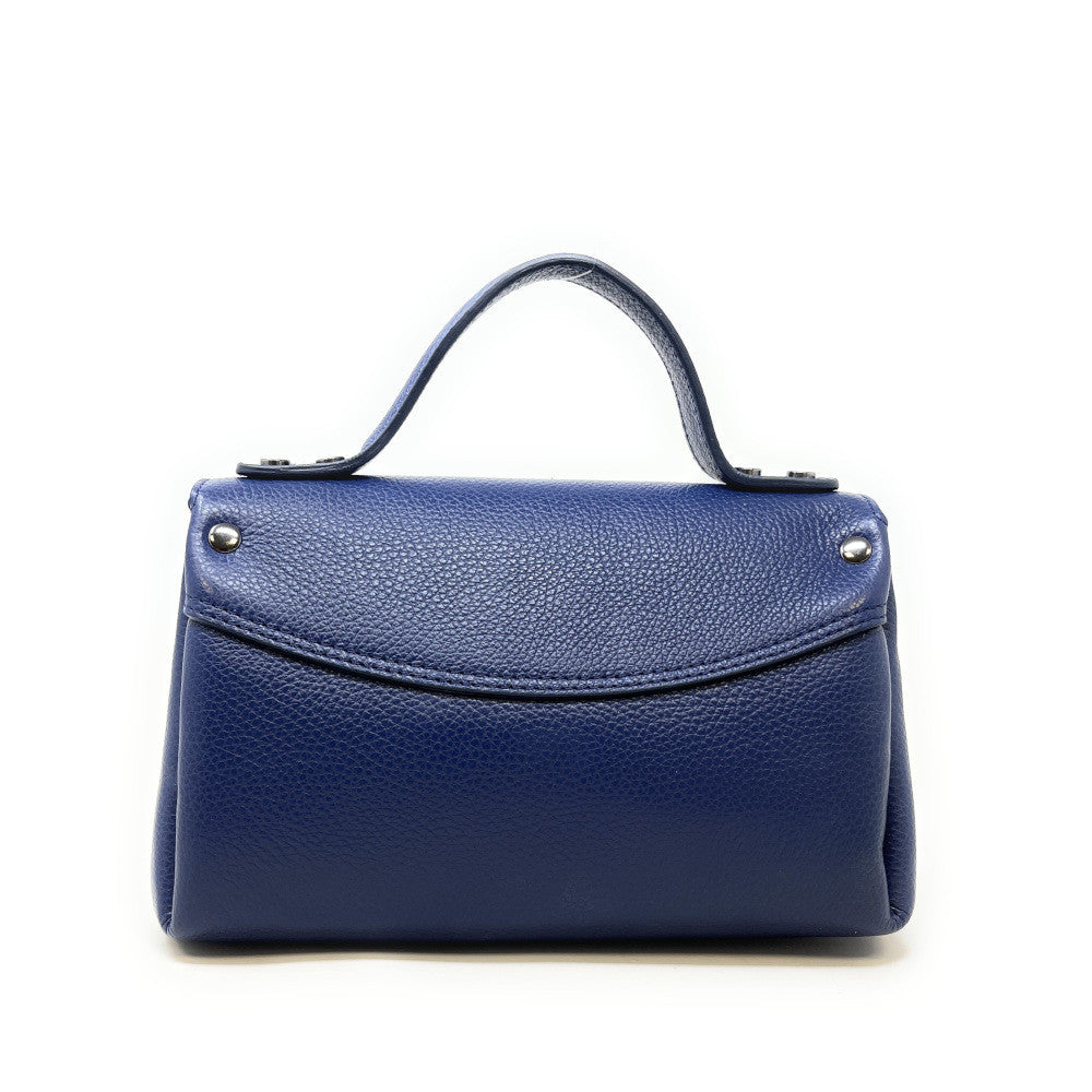 Sac trapèze en cuir grainé NUMERO 8 Bleu