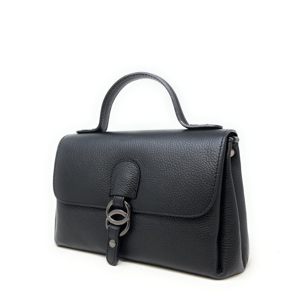 Sac trapèze en cuir grainé NUMERO 8 Noir