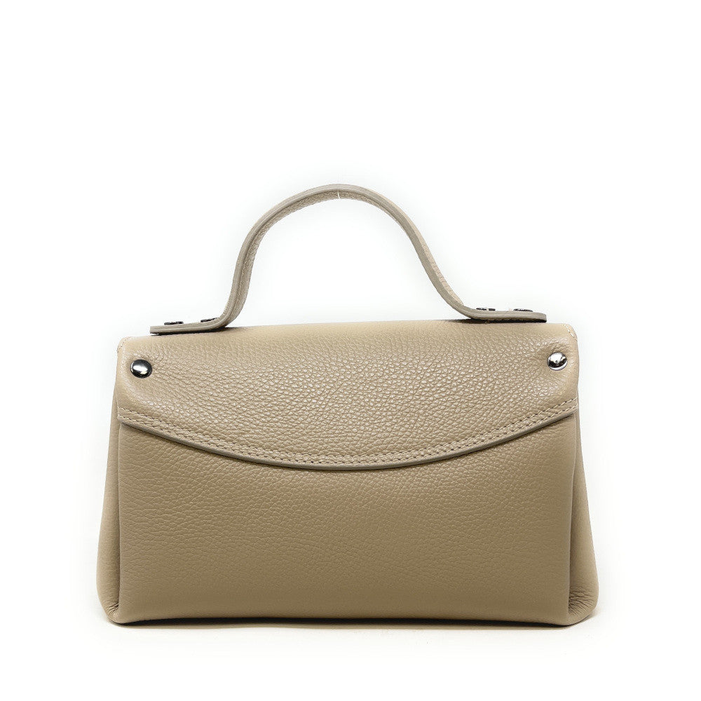 Sac trapèze en cuir grainé NUMERO 8 Taupe clair