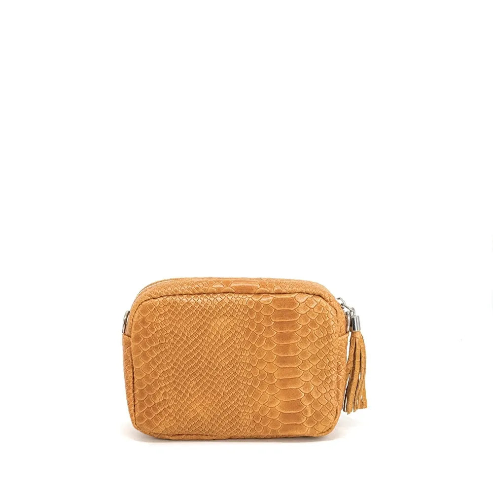 Sac trotteur à bandoulière en cuir embossé SEVILLA ZOO Orange