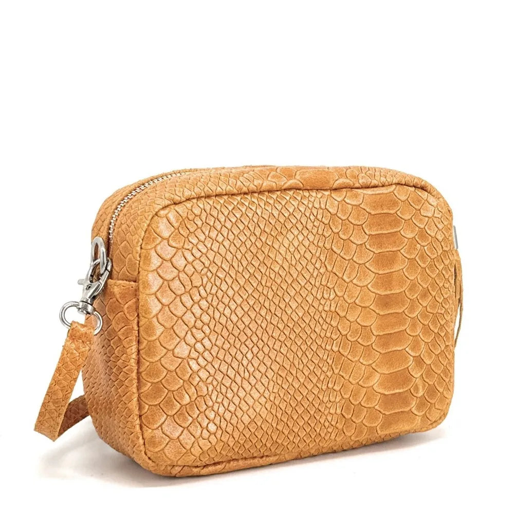 Sac trotteur à bandoulière en cuir embossé SEVILLA ZOO Orange