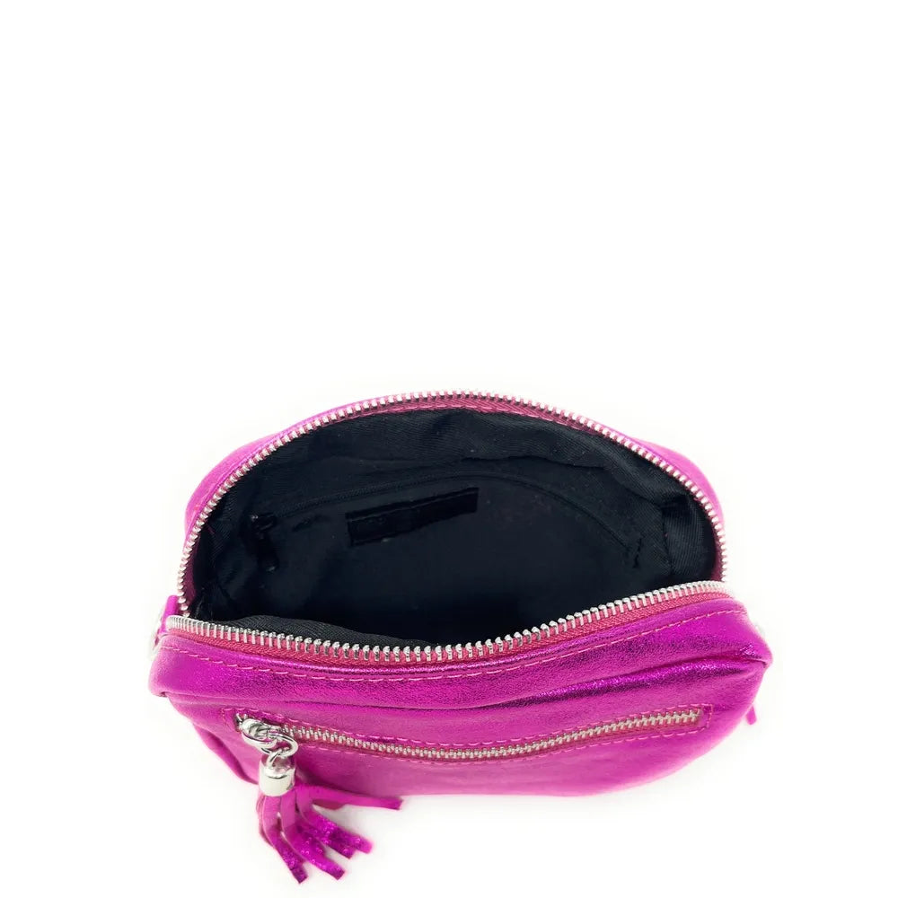 Sac trotteur à bandoulière en cuir irisé LITTLE SEVILLE Fuchsia irisé