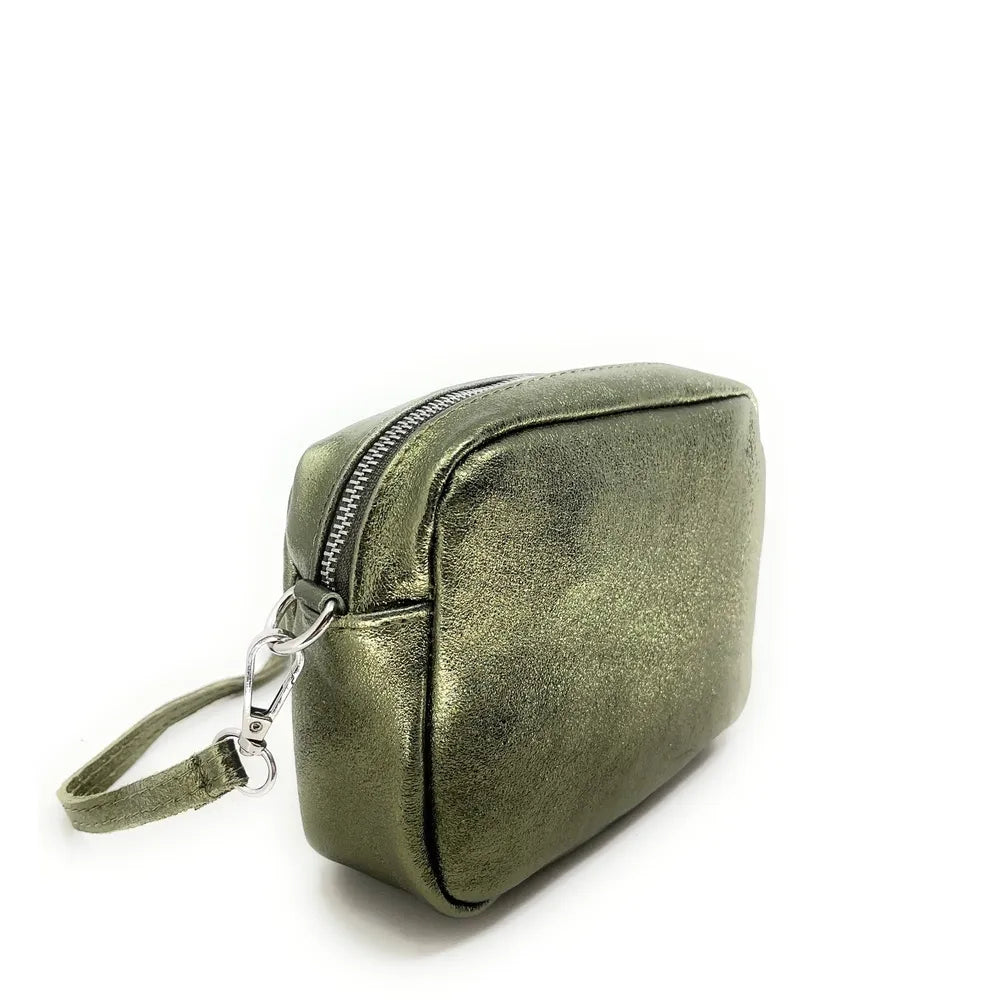 Sac trotteur à bandoulière en cuir irisé LITTLE SEVILLE Kaki irisé