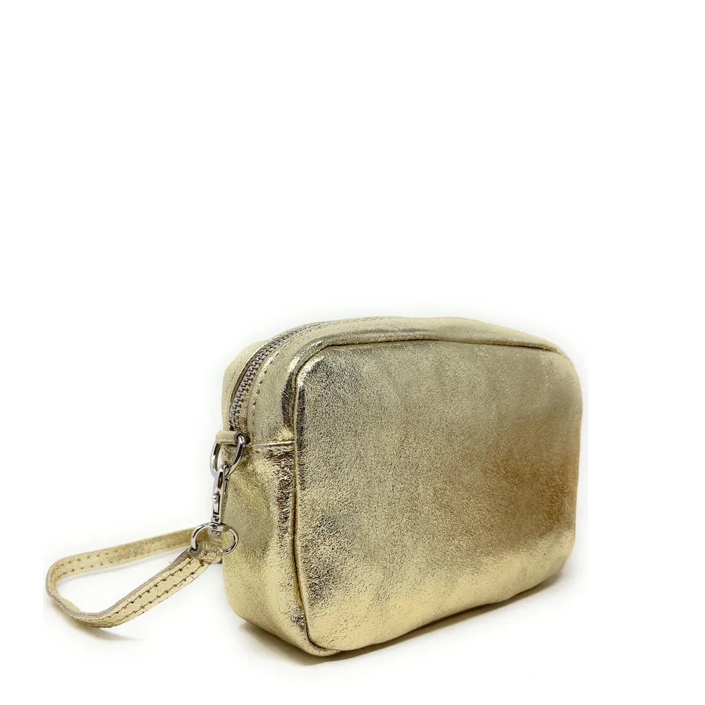 Sac trotteur à bandoulière en cuir irisé LITTLE SEVILLE Or pâle